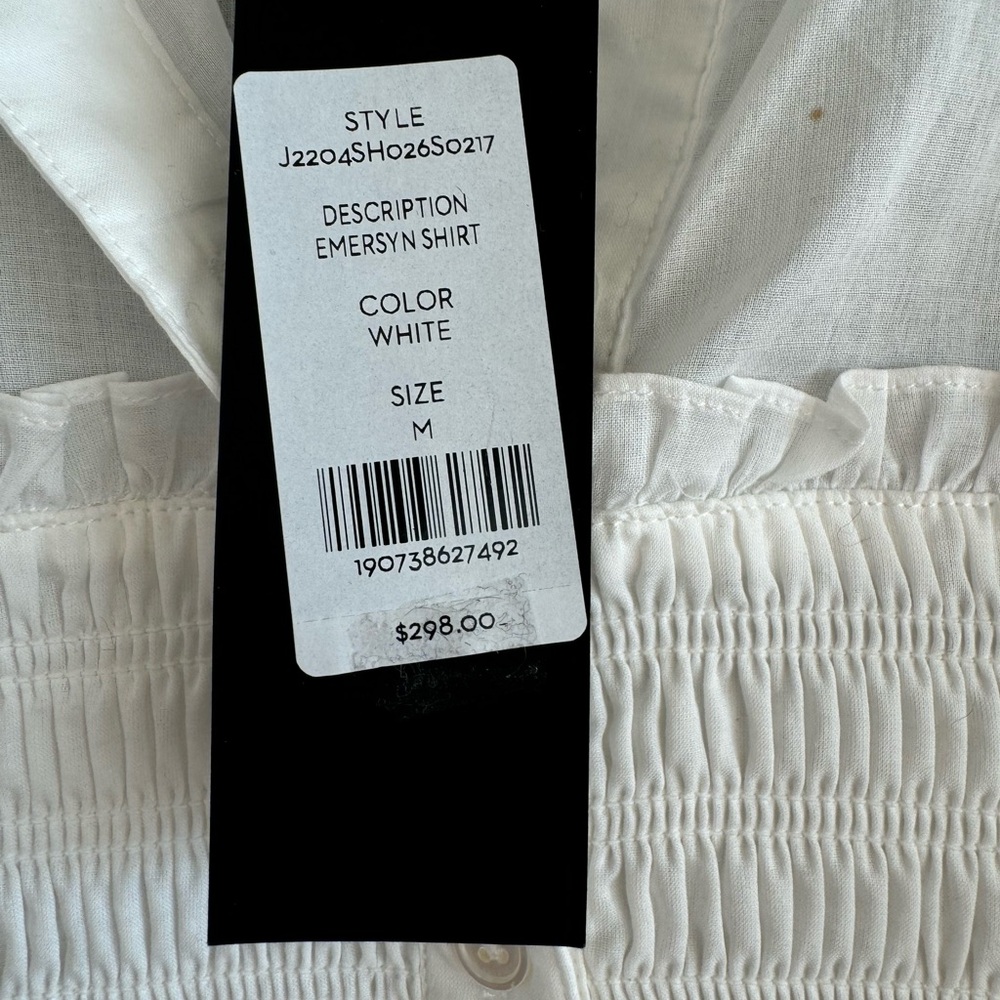 VERONICA BEARD SMOCKED COTTON CROP SHIRT - Picture 4 of 6